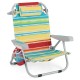 Multicolor foldable beach chair with adjustable backrest, cup holder, and storage pockets for outdoor relaxation.