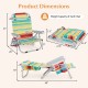 Foldable multicolor beach chair with adjustable backrest, storage pockets, and cup holder, ideal for outdoor relaxation.