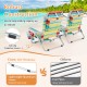 Foldable multicolor beach chair with adjustable backrest, lightweight aluminum frame, and storage pockets for outdoor.