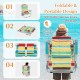 Foldable multicolor beach chair with adjustable backrest, cup holder, and storage pockets for easy outdoor use.