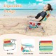 Foldable beach chair with adjustable backrest, multicolor 600D Oxford fabric, and storage pockets for outdoor.