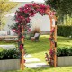 Wooden garden arch with pink roses, 7.7 feet tall, ideal for climbing plants and decorative displays in outdoor spaces.