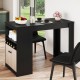 Black 48-inch bar table with storage cabinet, wine rack, and adjustable shelf, perfect for home or café use.