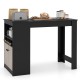 48-inch black bar table with storage cabinet, wine rack, and adjustable shelf, ideal for home or coffee shop use.
