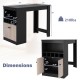 48-inch black bar table with storage cabinet, wine rack, and adjustable shelf, ideal for home or commercial use.