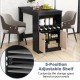 48-inch black bar table featuring a storage cabinet, wine rack, and adjustable shelf for versatile home or commercial.