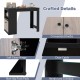 Close-up of the 48-inch black bar table showcasing soft close hinge, convenient knobs, and reinforced crossbar for.