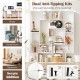 7-tier white bookshelf with geometric design and dual anti-tipping kits for stability, ideal for home office or living.