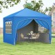 Blue 10 x 10 FT pop-up canopy tent with removable sidewalls, ideal for outdoor events and sun protection.