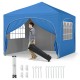 Pop-up canopy tent with removable sidewalls in blue, ideal for outdoor events like picnics and BBQs, easy setup and.