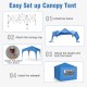 Pop-up canopy tent with blue oxford fabric, featuring 4 removable sidewalls, ideal for outdoor events and gatherings.