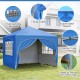 Blue 10 x 10 FT pop-up canopy tent with removable sidewalls, sturdy truss plates, and double-sided zippers for outdoor.