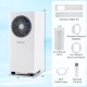 Portable 8200 BTU air conditioner with remote control, window exhaust kit, and universal wheels for easy mobility.