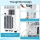 Detail view of the 8200 BTU portable air conditioner's drain outlets and removable washable filters for easy.