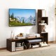 Cube TV stand in rustic brown with L-shaped shelves, designed for TVs up to 50 inches, perfect for living room storage.