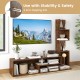 Cube TV stand in rustic brown with L-shaped shelves, anti-toppling kits, and ample storage for TVs up to 50 inches.