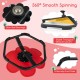 Kids sensory swivel chair in red with petal design, featuring 360° smooth spinning and non-slip foot pads for safety.