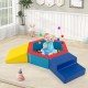 Colorful 3-piece baby foam climbing blocks set with ocean balls, featuring a ball pit and steps for active play.
