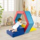 Colorful 3-piece baby foam climbing blocks set with a ball pit, perfect for motor skills and playroom fun.