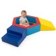 Colorful 3-piece baby foam climbing blocks set with 100 ocean balls, ideal for playrooms and motor skill development.