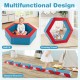 Colorful 3-piece baby foam climbing blocks set with ball pit, crawling tunnel, and obstacle structure for playrooms.