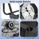 Close-up of the Industrial Drum Fan's premium aluminum blades and sturdy metal frame, featuring anti-slip foot pads.