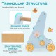 Wooden baby walker in blue with triangular structure, rounded edges, and smooth-rolling wheels for safe exploration.