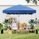 Foldable 10 x 10 feet blue pop-up canopy tent set up for outdoor events, featuring sturdy construction and UPF50+ sun.