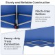 Close-up of the sturdy truss connection of the blue foldable pop-up canopy tent, ensuring strong support and durability.