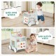 2-in-1 baby push walker in light green with storage, featuring colorful dessert sorter and non-slip wheels for safety.