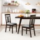 Wooden dining chair set of 2 with linen fabric upholstery and rubber wood frame, perfect for kitchen or dining room use.