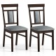 Set of 2 wooden dining chairs with rubber wood frames and linen fabric upholstery, perfect for home or cafe settings.