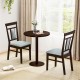 Wooden dining chair set of 2 with linen fabric upholstery and rubber wood frame, ideal for home or cafe use.