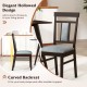 Wooden dining chair with linen fabric upholstery and rubber wood frame, featuring an elegant hollowed design for.