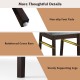 Detail view of sturdy rubber wood dining chair legs with non-slip foot pads and reinforced cross bars for stability.