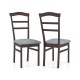 Set of 2 wooden dining chairs with linen fabric upholstery and ergonomic backrests, perfect for kitchen or dining areas.