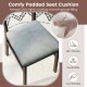 Comfy padded seat cushion with linen fabric covering on a wooden dining chair, perfect for home or cafe use.