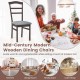 Mid-century modern wooden dining chair with linen fabric upholstery, perfect for kitchen or restaurant use.
