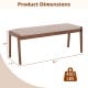 Backless 45-inch farmhouse bench with rubber wood legs and beige fabric padded seat, ideal for entryway or dining room.