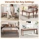 Beige 45-inch farmhouse backless bench with rubber wood legs, padded seat, ideal for entryway or dining room use.