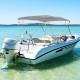 4-bow boat bimini top sun shade canopy in 600D oxford fabric, installed on a boat for sun protection on the water.