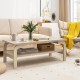 Rectangular 47-inch natural accent coffee table with open shelves, ideal for living room gatherings and stylish decor.