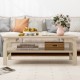 Mid-century style 47-inch coffee table featuring a wide tabletop and sturdy construction, ideal for living room decor.