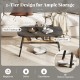 2-Tier Rectangular Center Coffee Table with Rattan Storage Shelf and Rubber Wood Legs - Gallery View 7 of 9