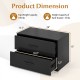 2-drawer black storage cabinet with handles, stackable design, durable surface, ideal for office or living room.