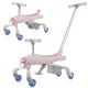 Kids ride-on push car in pink with LED lighted wheels, adjustable handle, and storage basket for indoor and outdoor fun.