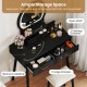 Small black vanity makeup dressing table set with spacious desktop, 2 drawers, and LED lighted mirror for organized.