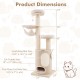 74-inch tall wooden cat tower with 2-story condo, removable cushions, and sisal scratching posts for playful cats.
