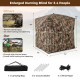 Enlarged hunting blind for 3-4 people, 82" tall with camouflage design, featuring one-way see-through panels for.