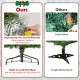 Flame-retardant artificial Christmas tree with warm-white LED lights and stable crossed metal base for secure placement.